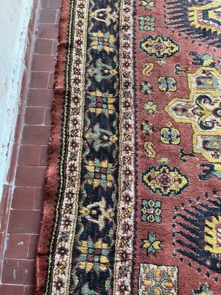 Tappeto lana antico rosso e giallo 215x150