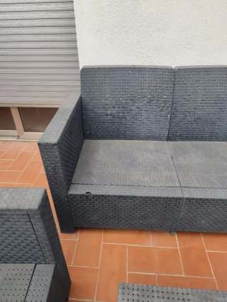 Conjunto Muebles Terraza Ratán Gris