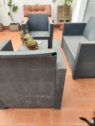 Conjunto Muebles Terraza Ratán Gris
