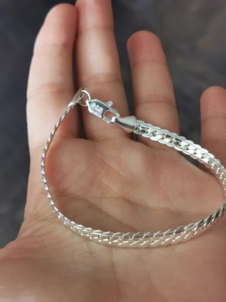 Pulsera Plata Laminada Escamas