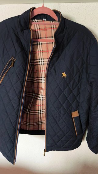 Chaqueta estilo inglés azul y beige