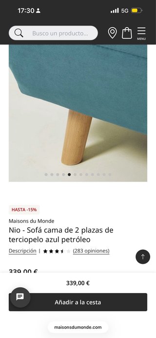 Sofá cama NIO Maisons du Monde gris