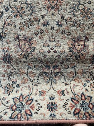 Tappeto lana beige e rosso da lavare 350x68