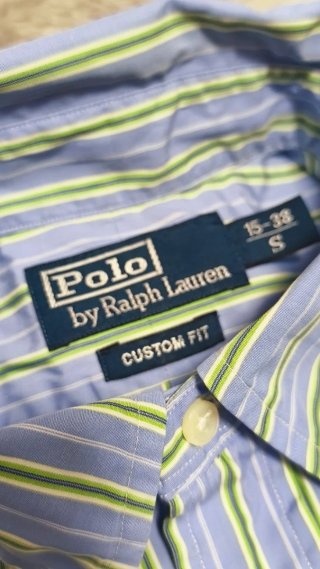 Camisa Polo Ralph Lauren Rayas Azul/Verde Talla M