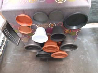 Lote 30 Macetas Redondas + pie maceta suelo,platos