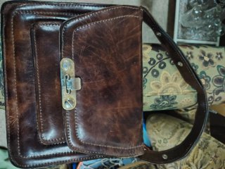 Borsa vintage in pelle marrone