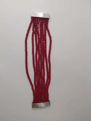 Pulsera mujer nueva roja y plateada