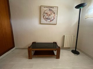 Mesa centro madera y cristal oscuro