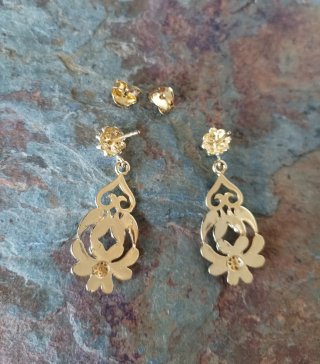 Pendientes Plata Chapada Oro Flor