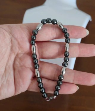 Bracciale Unisex Ematite e Acciaio