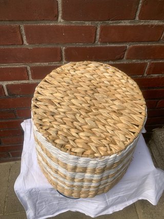Cesta Mimbre Beige y Blanca 40x37cm