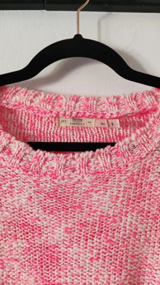 Jersey Bershka rosa y blanco talla S