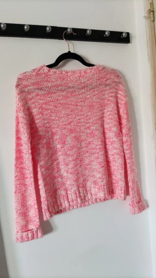 Jersey Bershka rosa y blanco talla S