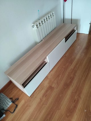 Mueble TV Ikea Besta Madera y Blanco