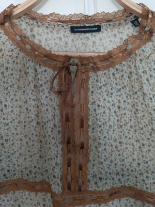 Blusa gasa Massimo Dutti Beige y Marrón