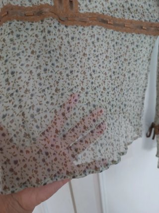 Blusa gasa Massimo Dutti Beige y Marrón