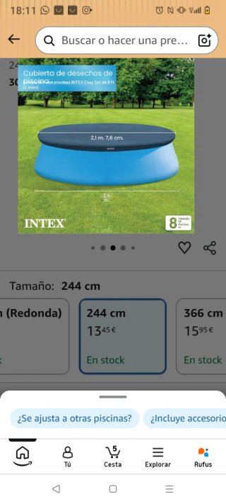 Cubierta Piscina INTEX 2.1m Diámetro