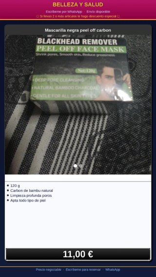 Mascarilla Negra Peel Off Carbon 120g