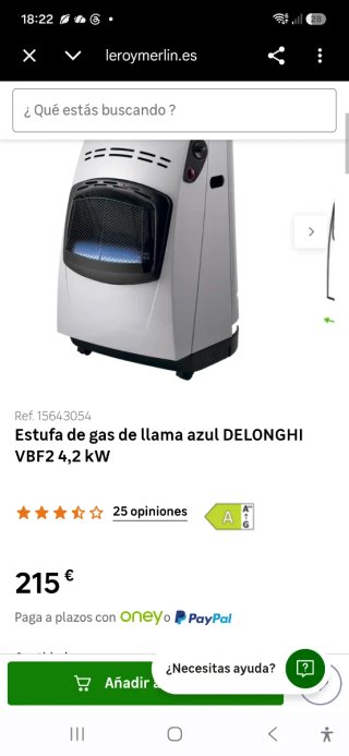 Estufa de gas DeLonghi
