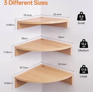 Estantes esquineros de madera (3 unidades)