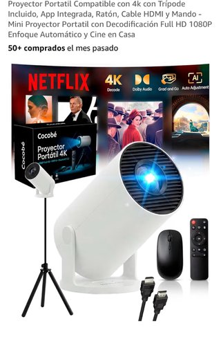 Proyector Portátil Cocobé 4K con Trípode