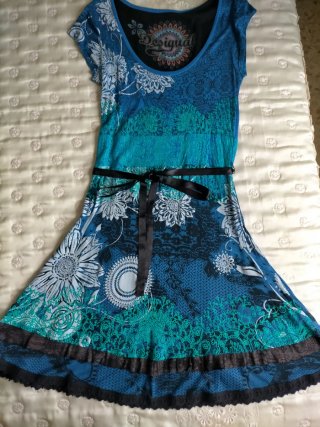 Vestido Desigual Azul y Turquesa