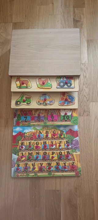 Puzzle Madera Animales y Números Tren
