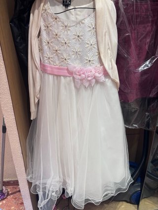 Vestido de comunión blanco y rosa