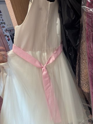 Vestido de comunión blanco y rosa