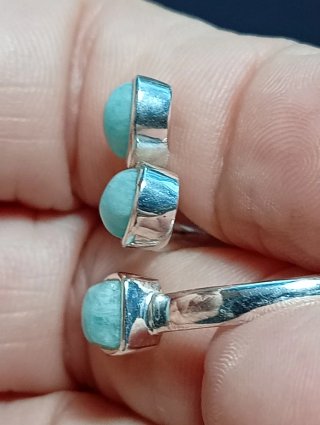 Anillo Plata Ley Ajustable amazonita