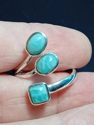 Anillo Plata Ley Ajustable amazonita