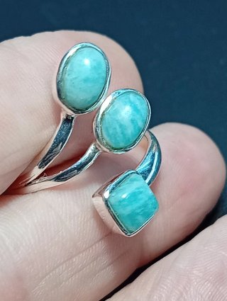 Anillo Plata Ley Ajustable amazonita