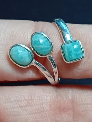 Anillo Plata Ley Ajustable amazonita