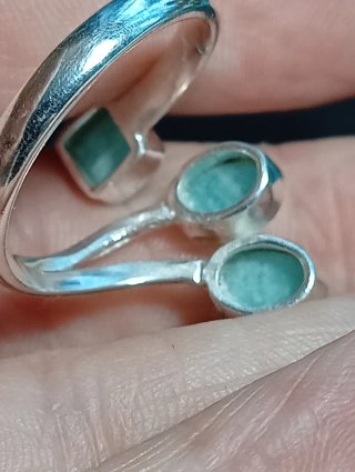 Anillo Plata Ley Ajustable amazonita