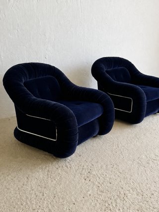 Butaca Salotti Space Age Terciopelo Azul
