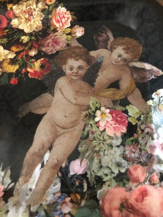 Piccola vassoio con angeli e fiori