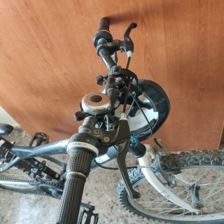 Bicicleta infantil negra y morada