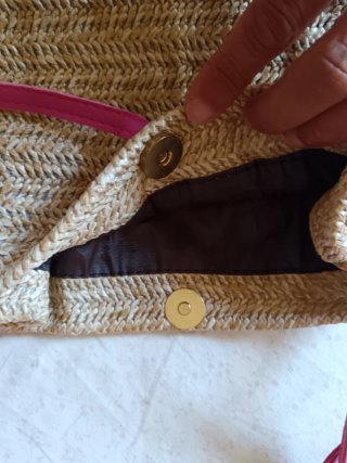 Borsa in paglia con manici fucsia