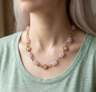 Collar de oro rosa con cuentas