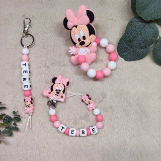Chupetero, mordedor y llaveros de Minnie