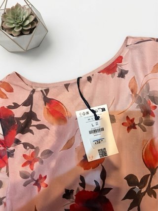 Vestido largo tul floral Bershka talla única