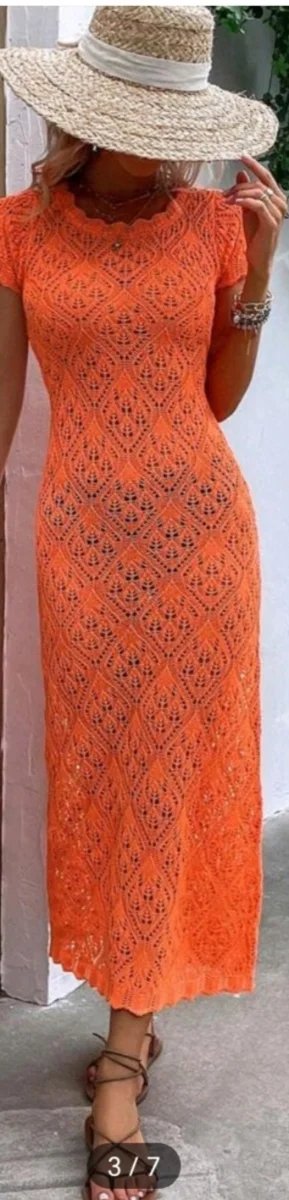 Vestido crochet naranja talla S