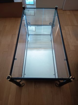 Mesa de centro forja y cristal 50x 100
