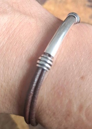 Pulsera Cuero Trenzado Zamak Plata