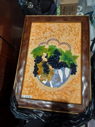 Cuadro No Tocar con Uvas y Hojas