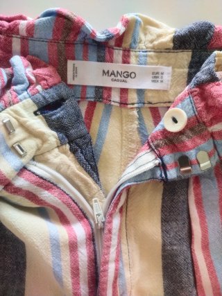 Shorts Paperbag fluidos Rayas Mango con cinturón
