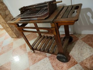 Carro barbacoa madera y metal