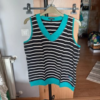 Camiseta WESMA Rayas Negra y Turquesa