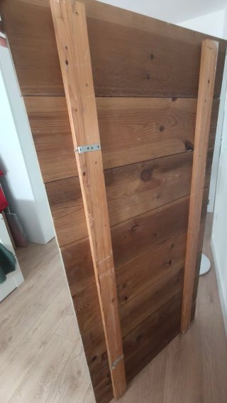 Cabecero madera desgastada beige/gris