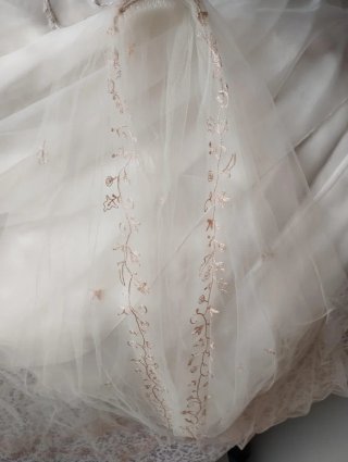 Vestido de Novia color champan con Bordados.